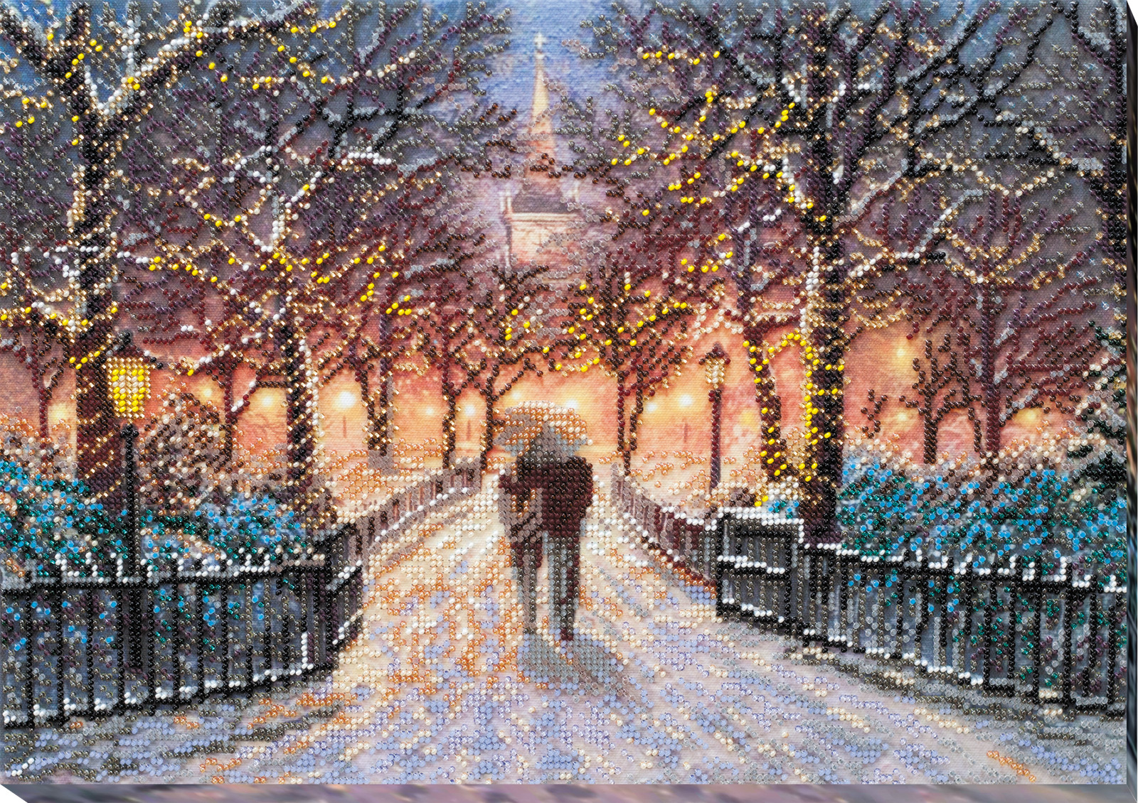 Bead Embroidery Kit “Winter date” size 15.7″x11.0″ / 40.0×28.0 cm