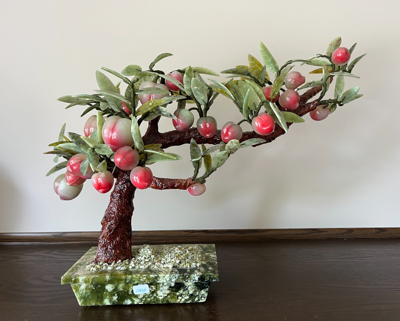 Chinese Carved jade Gemstone Peach Tree ,BonsaiTree 1970-1980