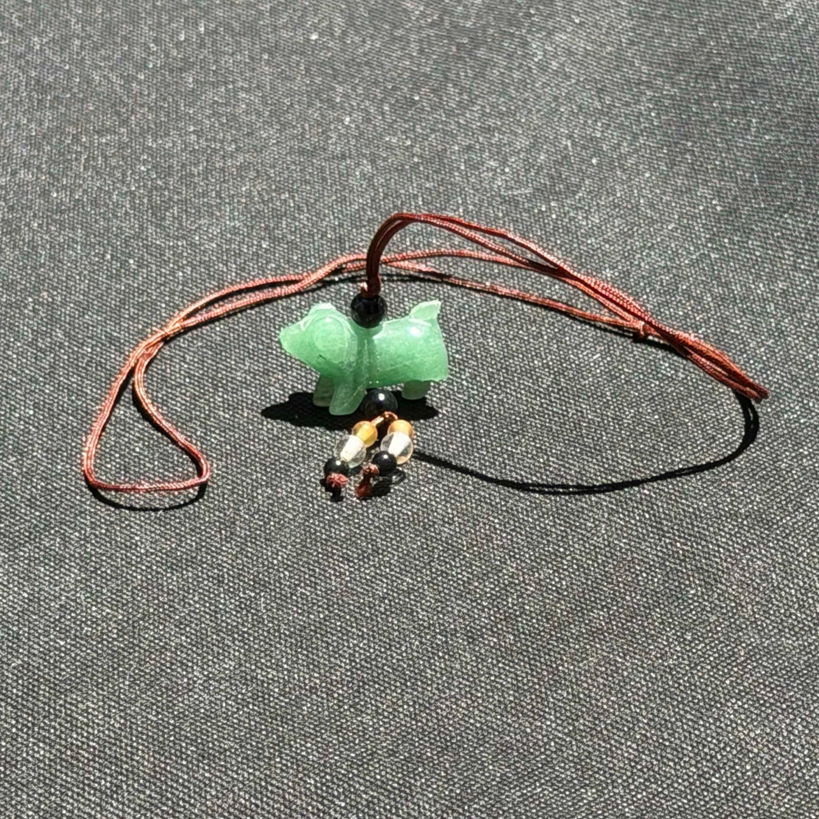 Chinese Green Jadeite Jade Carved Animal Pendant Necklace – Hand Carved (AHB)