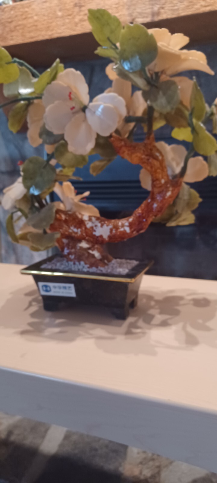 Vintage Jadite floral Bonsai tree in pot 14×13