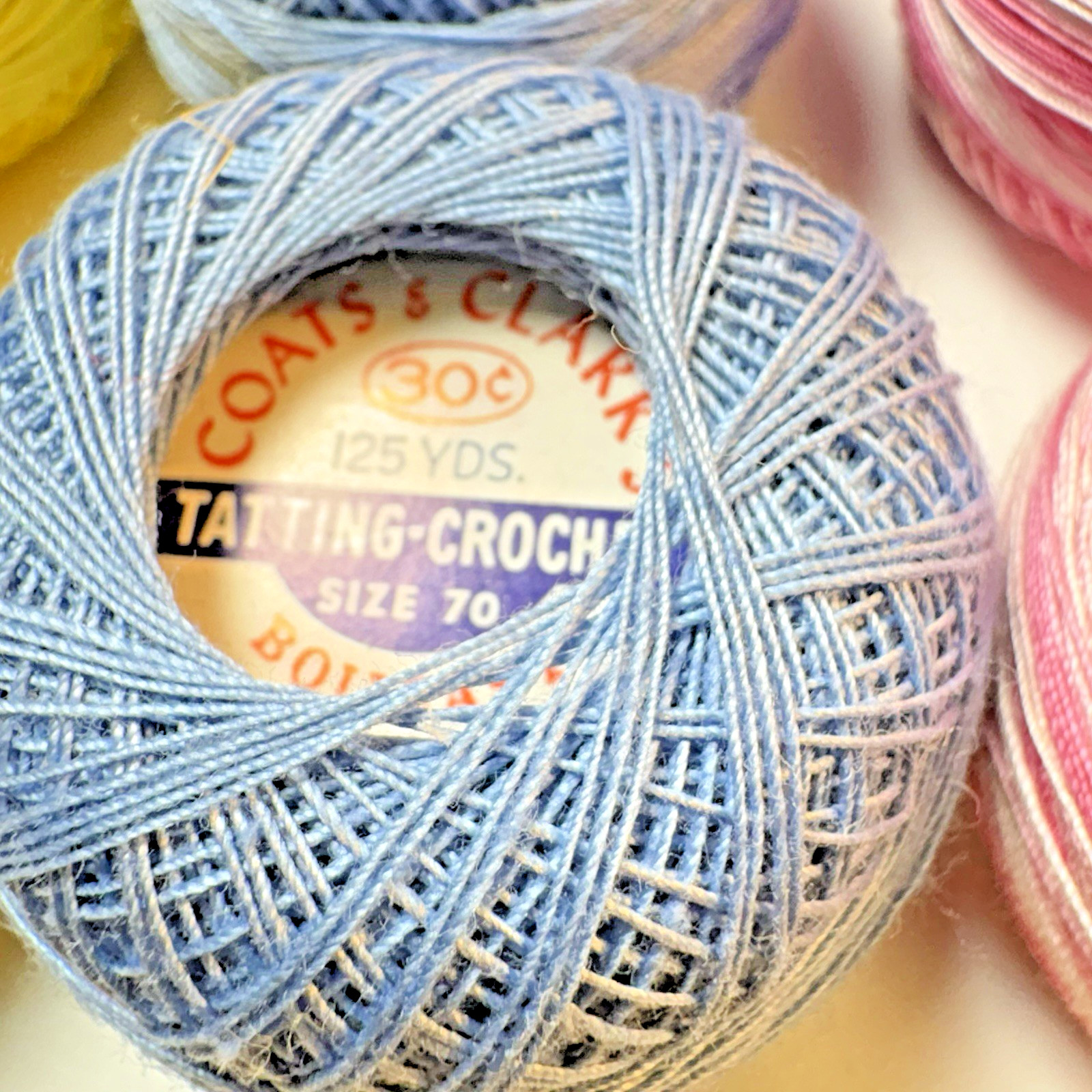 Vtg Coats & Clark Size 70 Tatting Crochet Thread Lot 54 Variegated Shaded Rainbo