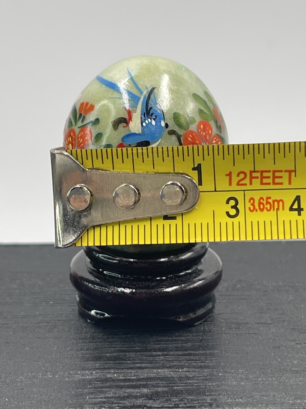 Jadeite Egg Mini Bird Blue Flowers Multicolor Bamboo