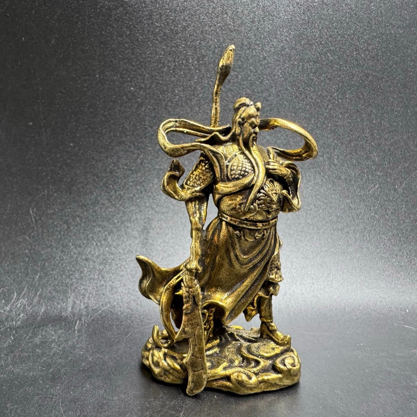 Brass Guan Gong Mini Statue God of Wealth Loyalty Feng Shui Desk Lucky Ornament
