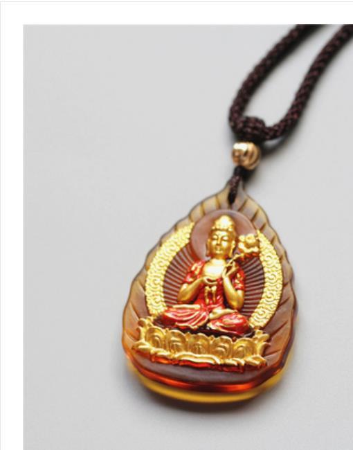 52MM China Coloured Glaze Colour Painting Mahastamaputta Buddha Amulet Pendant