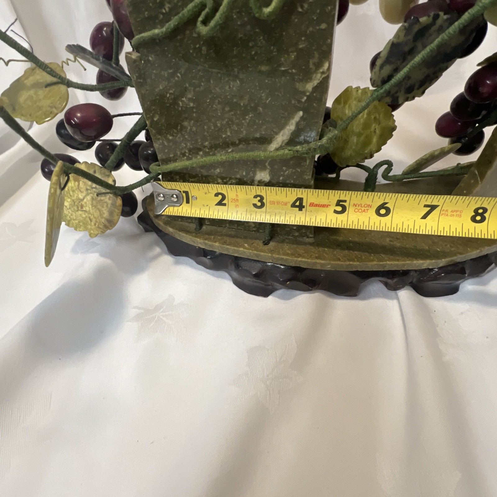 Asian Chinese Oriental Jade Stone Grape Fruit Bonsai Tree WoodenStand purple VTG