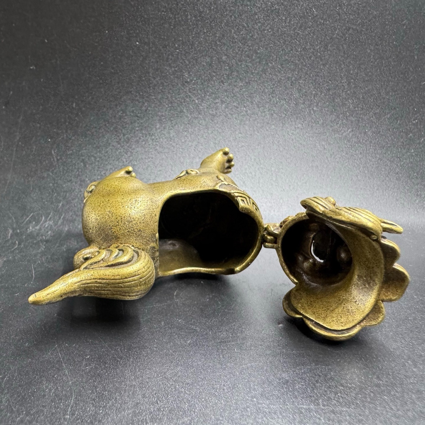 Vintage Brass Qilin Incense Burner Mini Kylin Censer Feng Shui Wealth Ornament