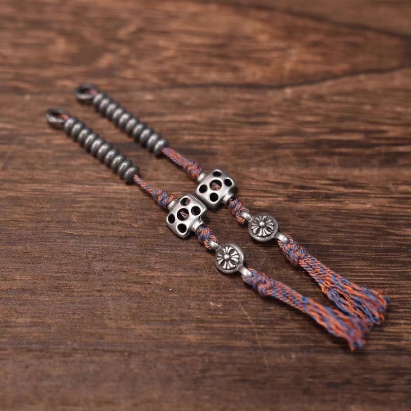 Vintage Alloy Mala Counter Tibetan Style Side Pendant with Tassel