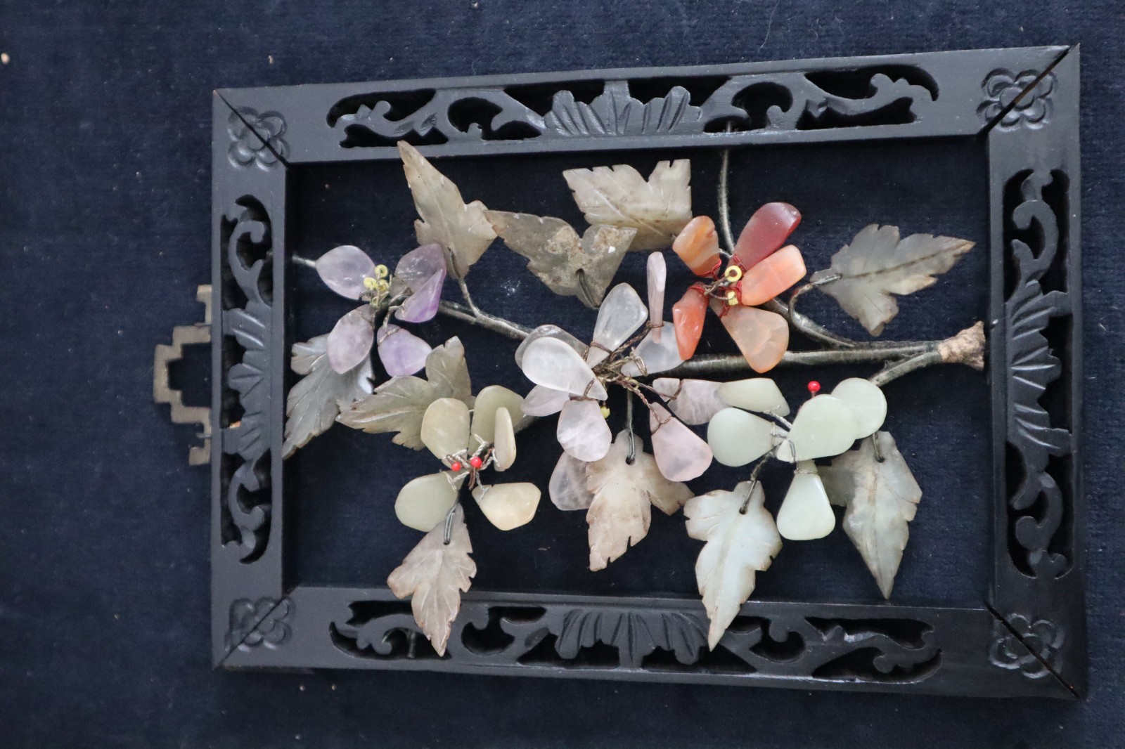 2 Vintage Chinese 3D Jade Stone Hanging Wall Plaque