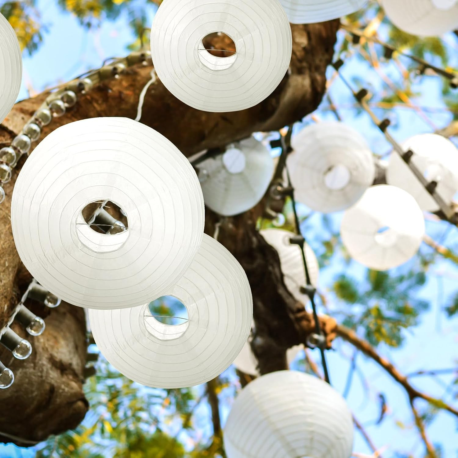 30 Pack White Chinese Japanese Paper Lanterns Decorative Hanging round Paper Lan