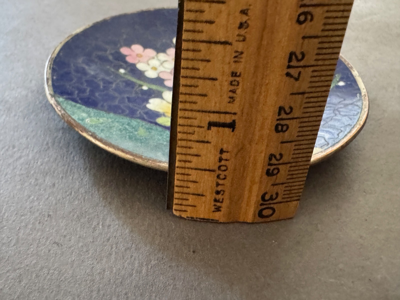 ROYAL BLUE PINK PRUNUS CHERRY BLOSSOM CLOISONNE ENAMEL TRINKET TIDBIT TRAY DISH