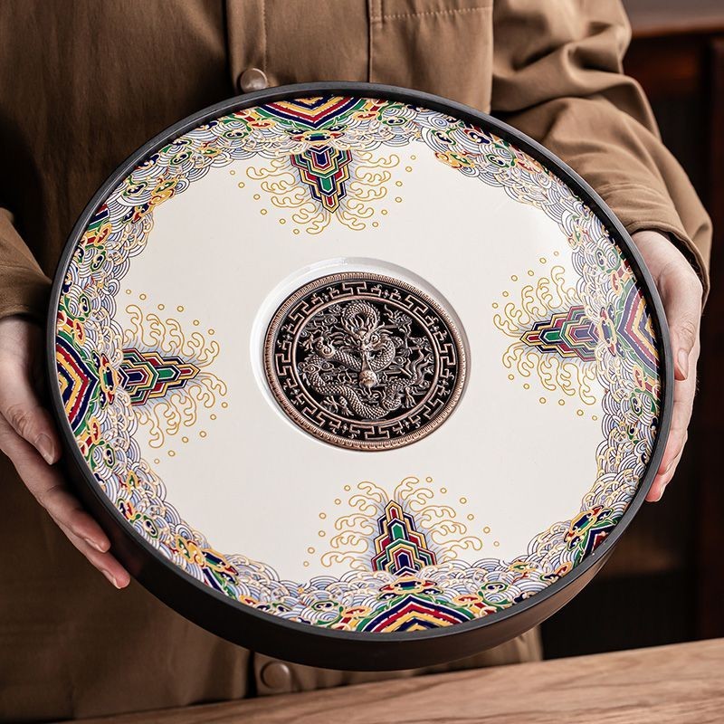 New Ceramic Tea Tray Small Water Storage Drainage Gongfu Tea Table Home Use