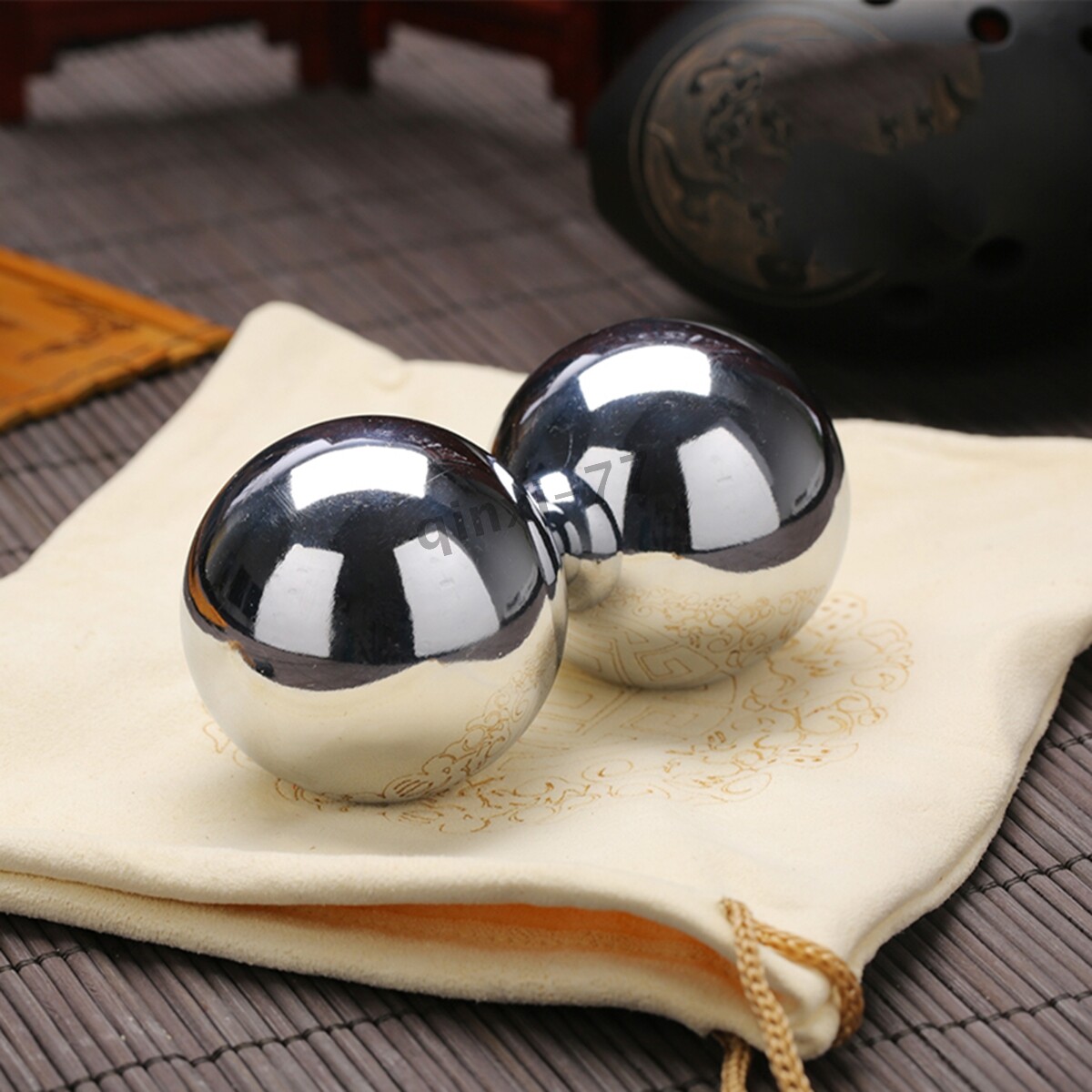 2x Chinese Baoding Balls Chrome Health Exercise Stress Relief Relaxation Therapy