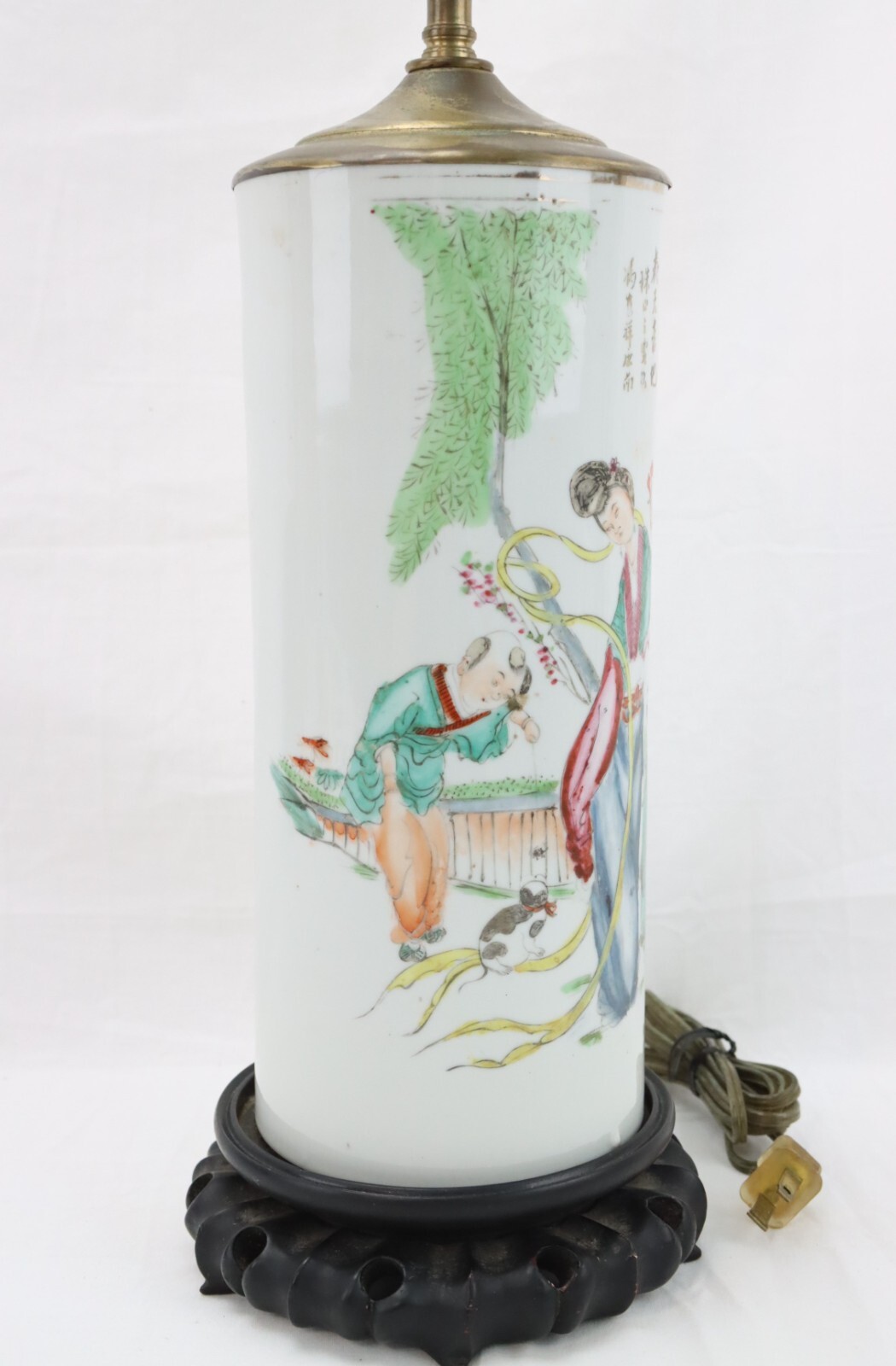 Vintage Chinese Porcelain Hat Stand Vase Lamp