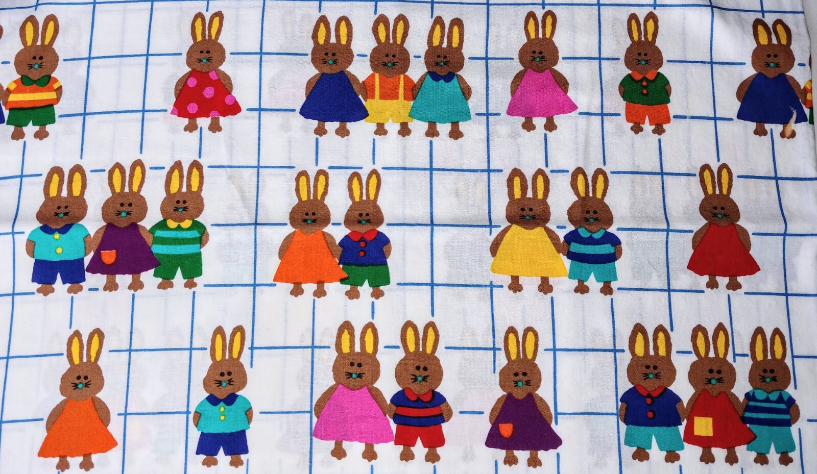 Fun Zone Prints By Hoffman California Bunny Checkered Cotton Fabric 2 Yds x 43″