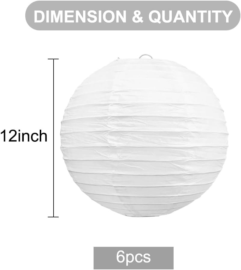 12-Inch White Paper Lanterns Decorative Chinese/Japanese Hanging round Paper Lan
