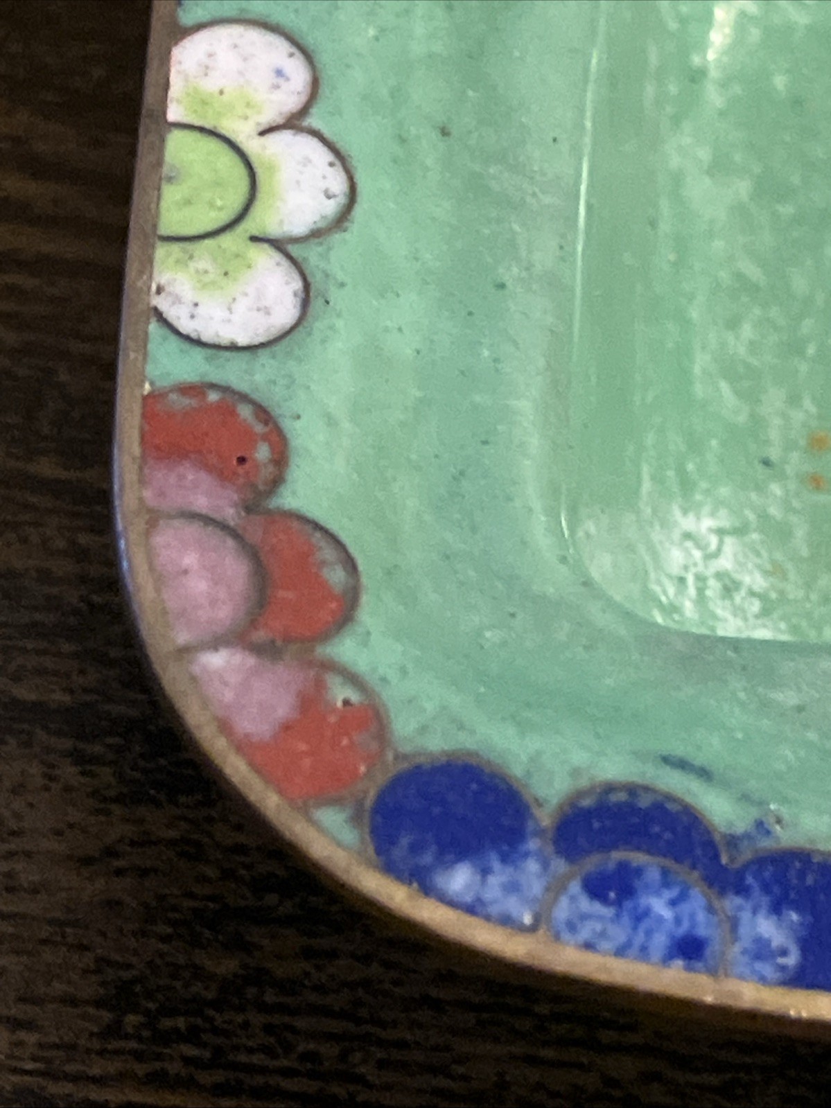 Vintage Chinese Cloisonne Enamel Brass Metal trinket or cache Box w/Lid 3.5×4.5