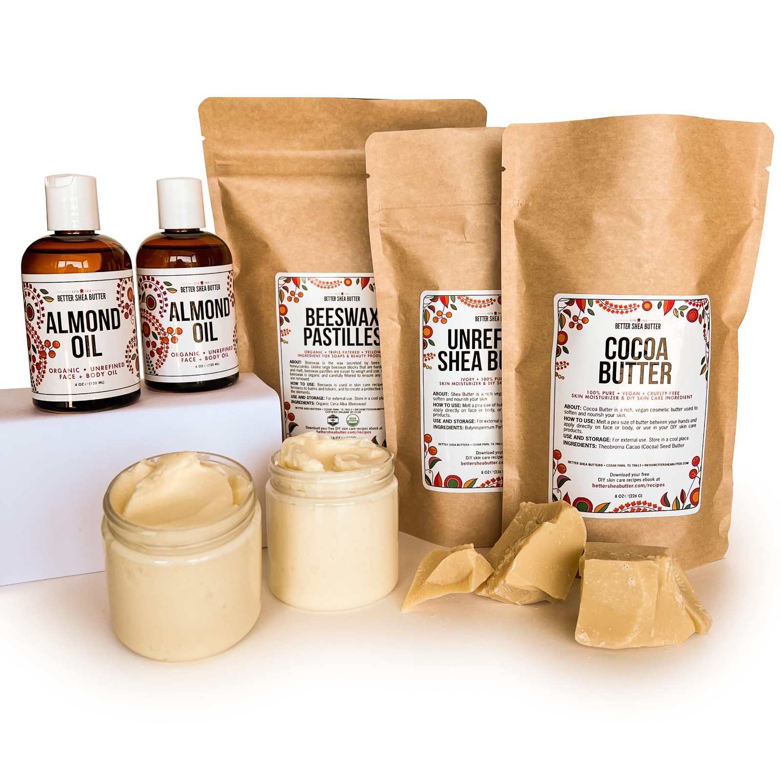 DIY Body Butter Kit – Unrefined Shea & Cocoa Butter, Organic Oils, 30 Jars