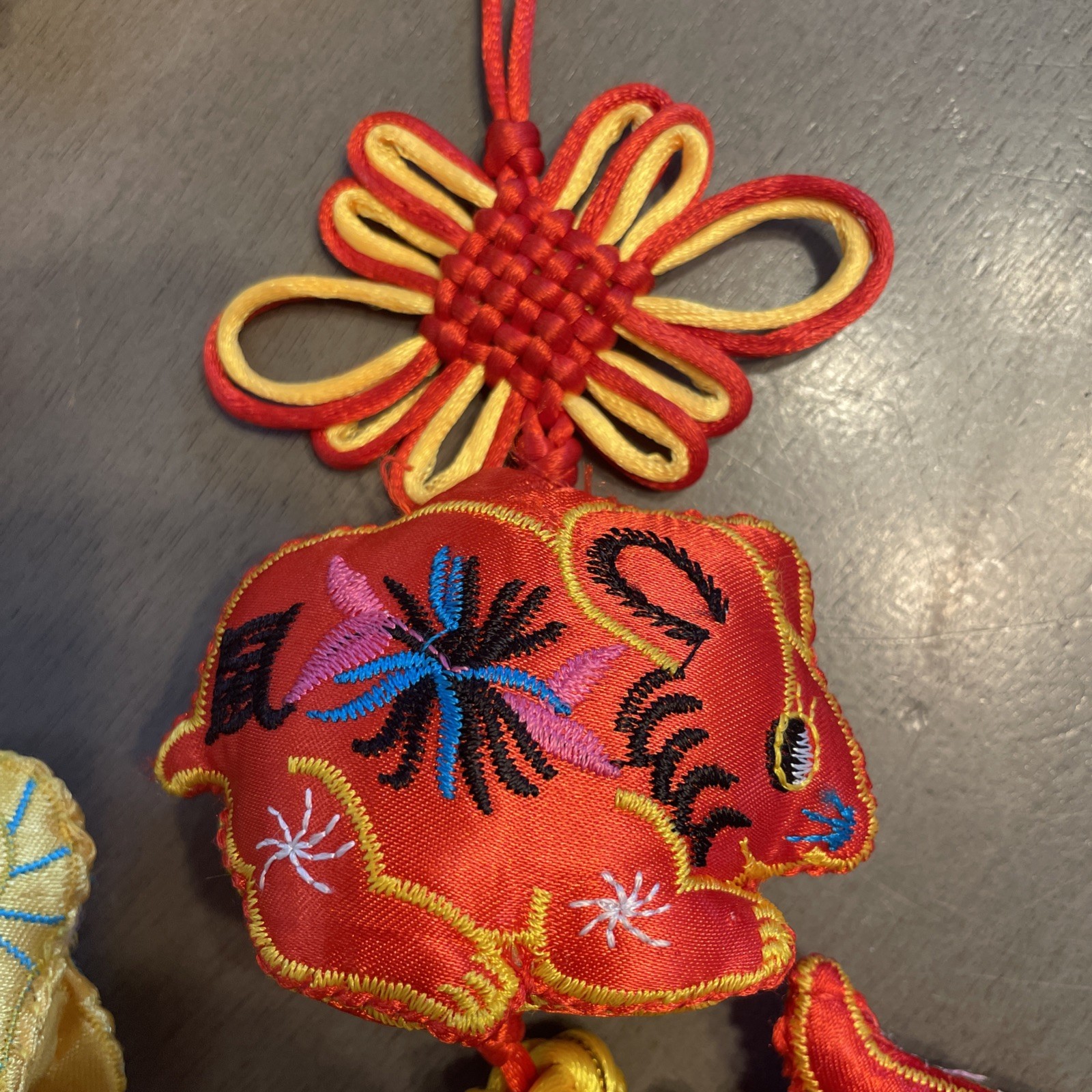 Chinese Zodiac String Of Ornaments Embroidered Hand Made Folk Art 55”