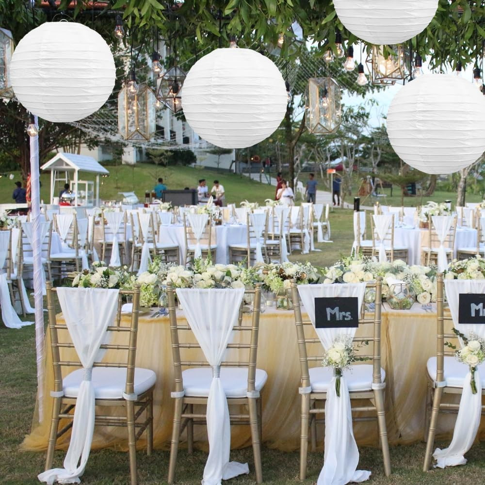 12-Inch White Paper Lanterns Decorative Chinese/Japanese Hanging round Paper Lan