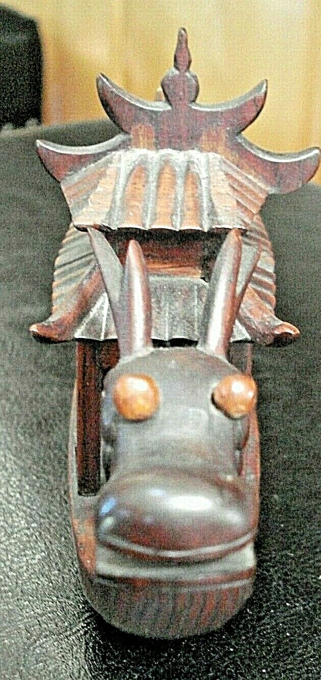 RARE VINTAGE Hand Carved Chinese Teak Wood Dragon Ship Removable Head & Tail