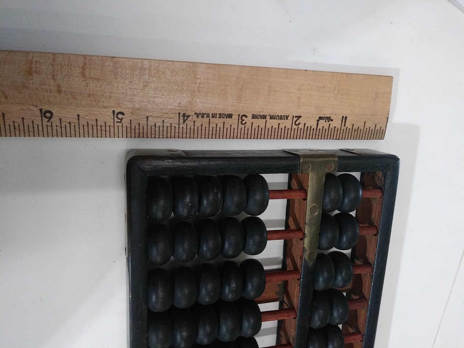 Vintage Wood Abacus 9 x 5 – 11 rows Chinese Brass Wood VINTAGE