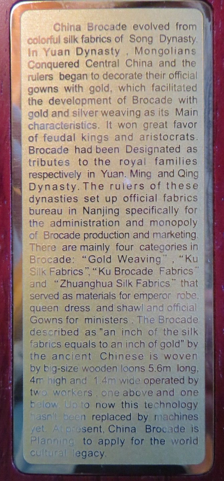 China Silk Brocade. Yuan Dynasty, Fabrics. Chinese. Weaving gold.Sun,Clouds,Lion