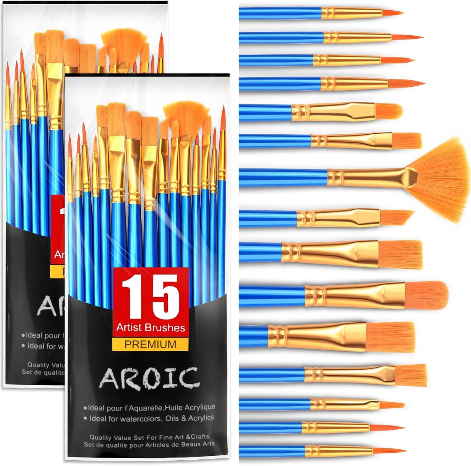 Acrylic Paint Brush Set Nylon Hair For Oil Watercolor Face Body Rock 30 PCS