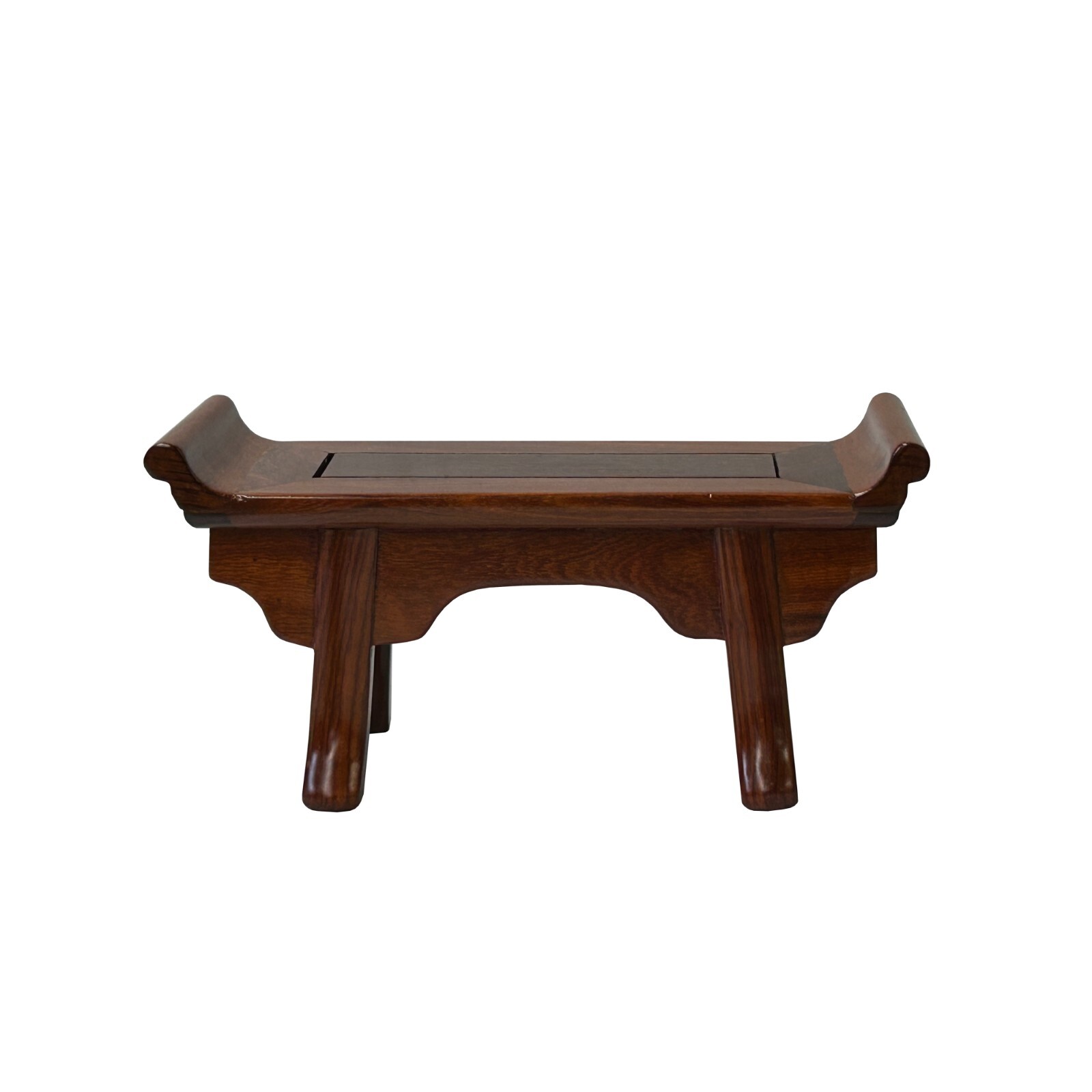 8″ Chinese Light Brown Altar Point Edge Shape Accent Wood Display Stand st1207