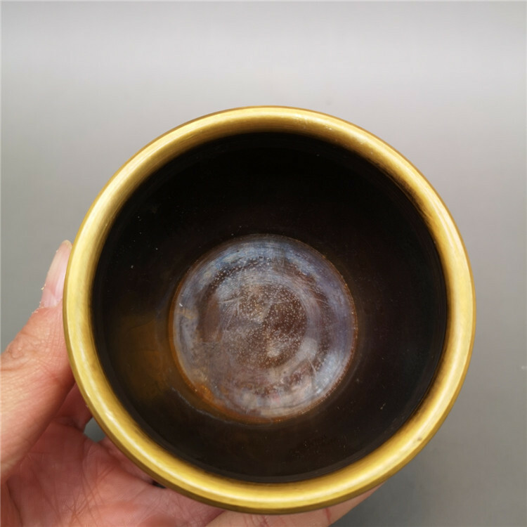 China Collectible Brass Copper Cylinder Ornaments Boy Buddha Jar Water Tank