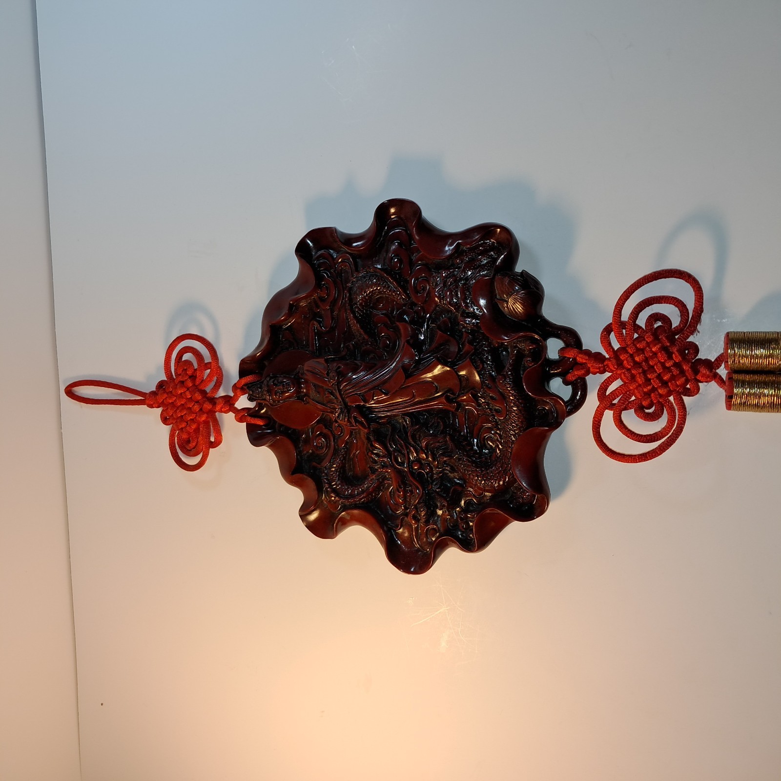 Chinese Dragon Fake Jade – Preowned – Red Tassle Unit 10 x 10 – 34inch W/Tassle