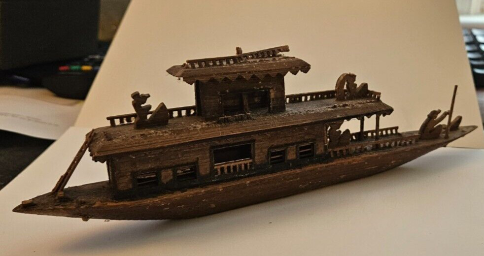 Vintage Chinese Wood Carvings and Folk Art – Boats, Shadowbox Wagons