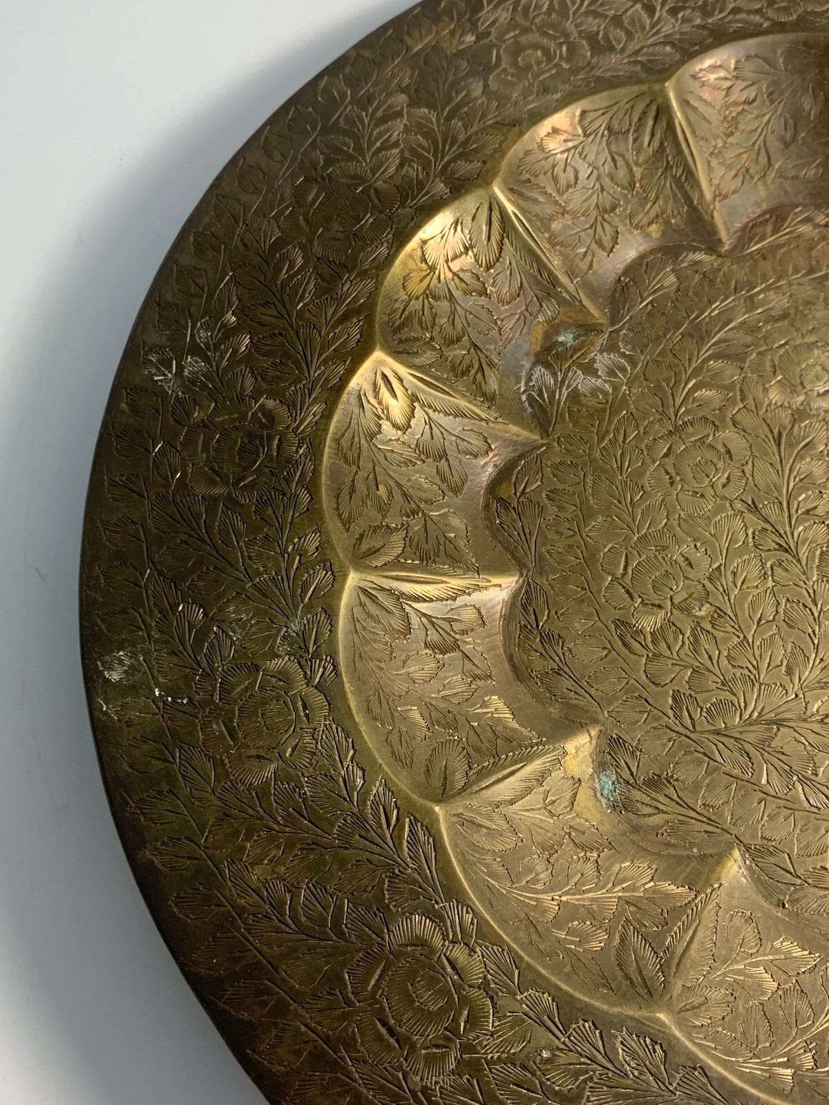 Vintage 9.5” Brass Wall Hanging Table Tray Hand Hammered Design HLS India