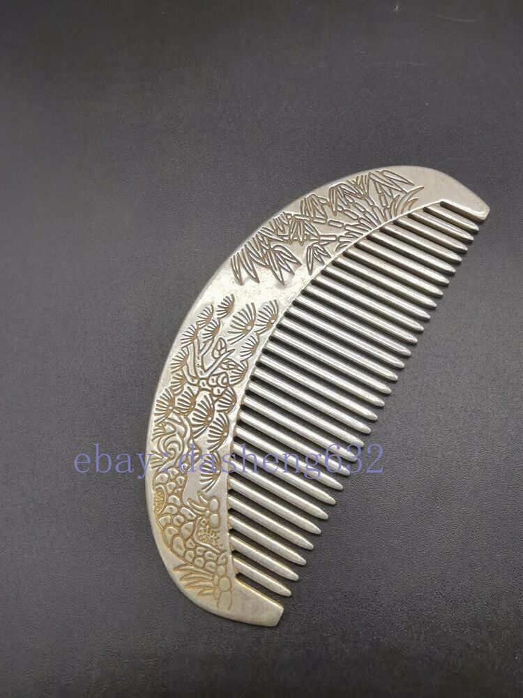 Exquisite Old Chinese handcarved plum bamboo comb statue