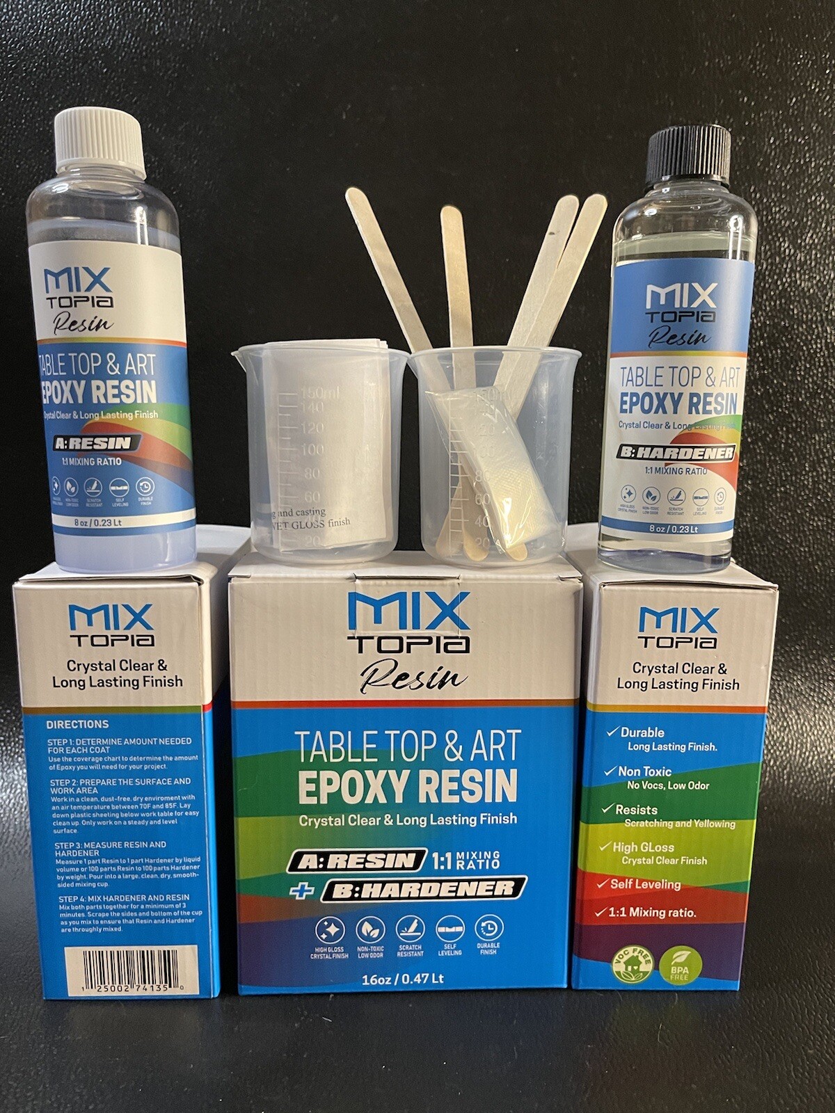 Epoxy Resin Crystal Clear Mix Topia 1:1 Mixing Ratio 16oz Kit NIB Lot Of 3 Sets