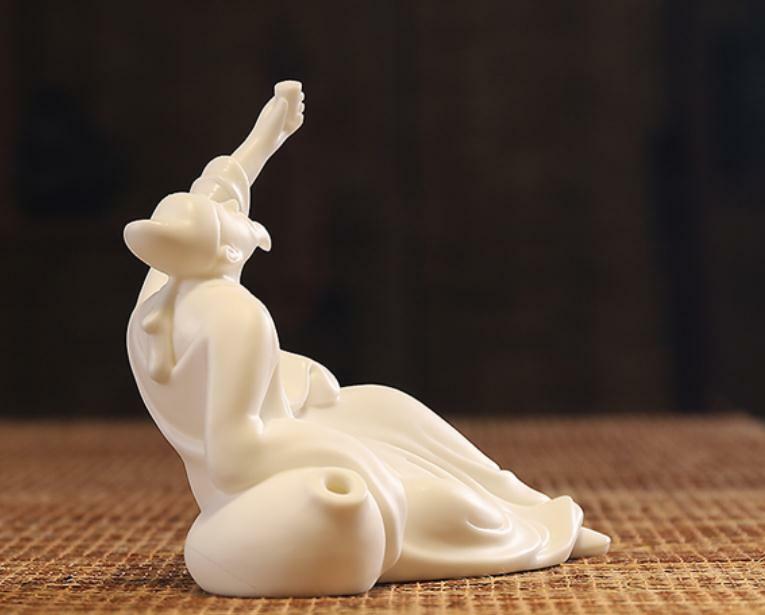 6.7″Chinese White Porcelain Ceramics Poets In Tang Dynasty Li Po Figurine Statue