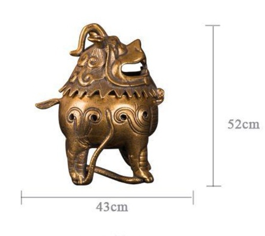 Vintage Brass Pixiu Incense Burner Chinese Feng Shui Decor Collectible Censer