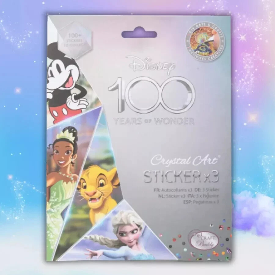 DISNEY 100 CRYSTAL ART STICKER PACK – NEW – 3 STICKERS + CRYSTALS