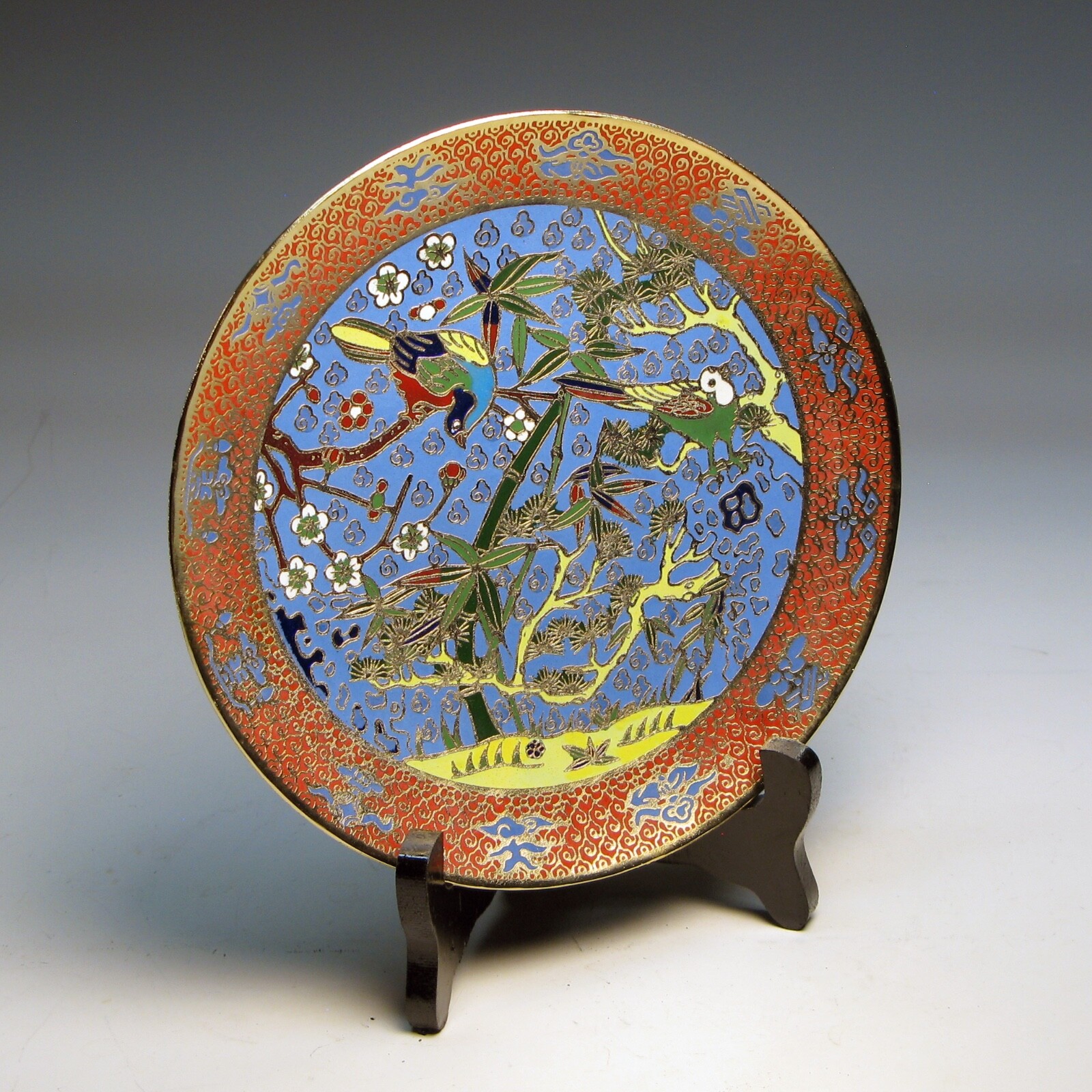 “THE TREE OF LIFE” Cloisonne Plate Chinese Mandarin Treasure