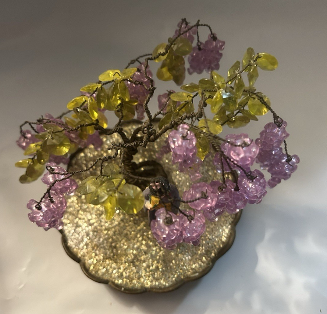 Vintage 1975 Walco Geisha GirlBead & Wire Purple W Purple Bonsai Tree Garden