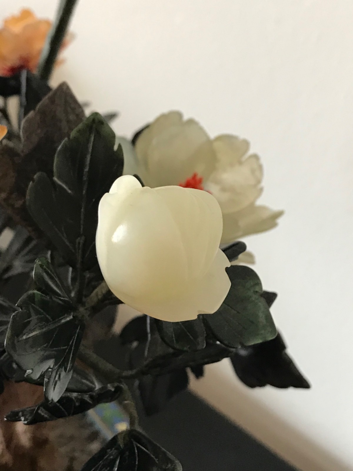 Chinese Vintage Jade Flower Tree in Cloisonne Pot 14″ Inches Tall