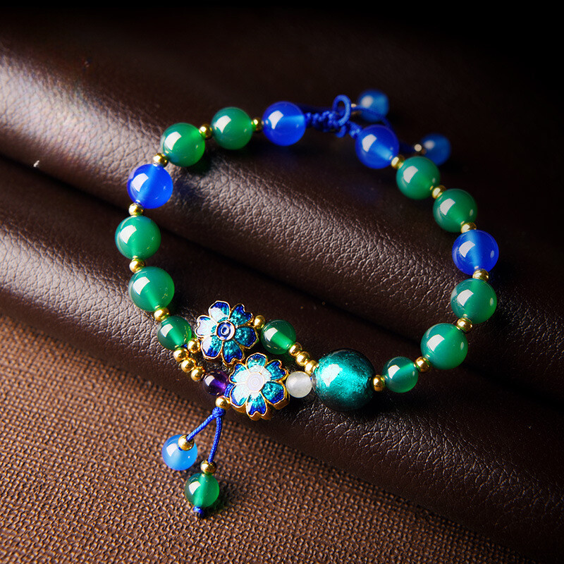 Chinese Coloured Glaze/Cloisonne/Agate Ethnic Style Vogue Hand Chain Bracelet