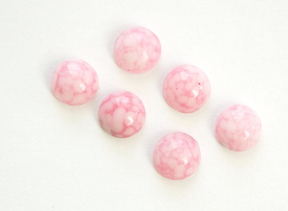 Pink and White Glass Cabochons 7mm Cherry Brand Japan cab292