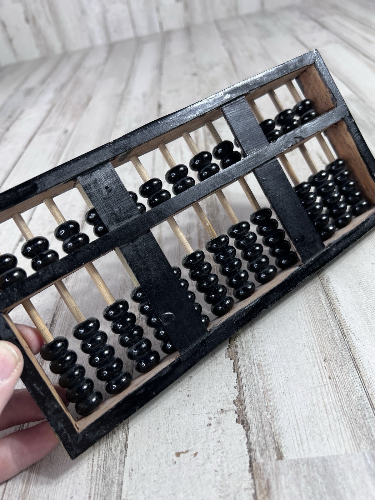 Vtg Chinese Abacus Wood & Brass 13 Rows Math Decor Study Office Collectible