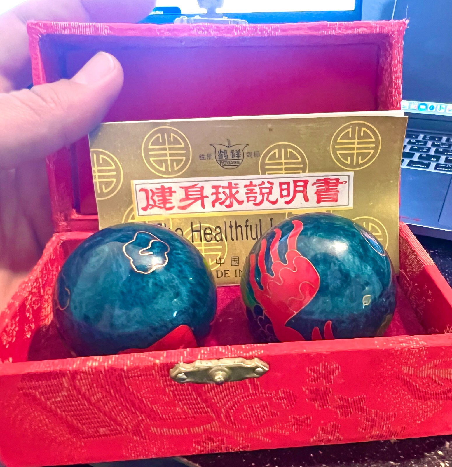 DRAGON & BIRD of Paradise Chinese Iron Ball Meditation Relaxation Stress Balls.
