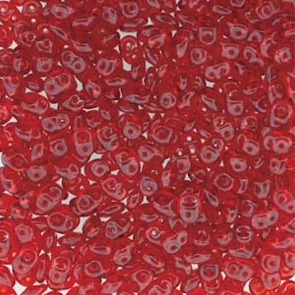 24 Grams Czech Glass Crystal Ruby 2.5x5mm Super Duo Beads with 0.8mm Holes