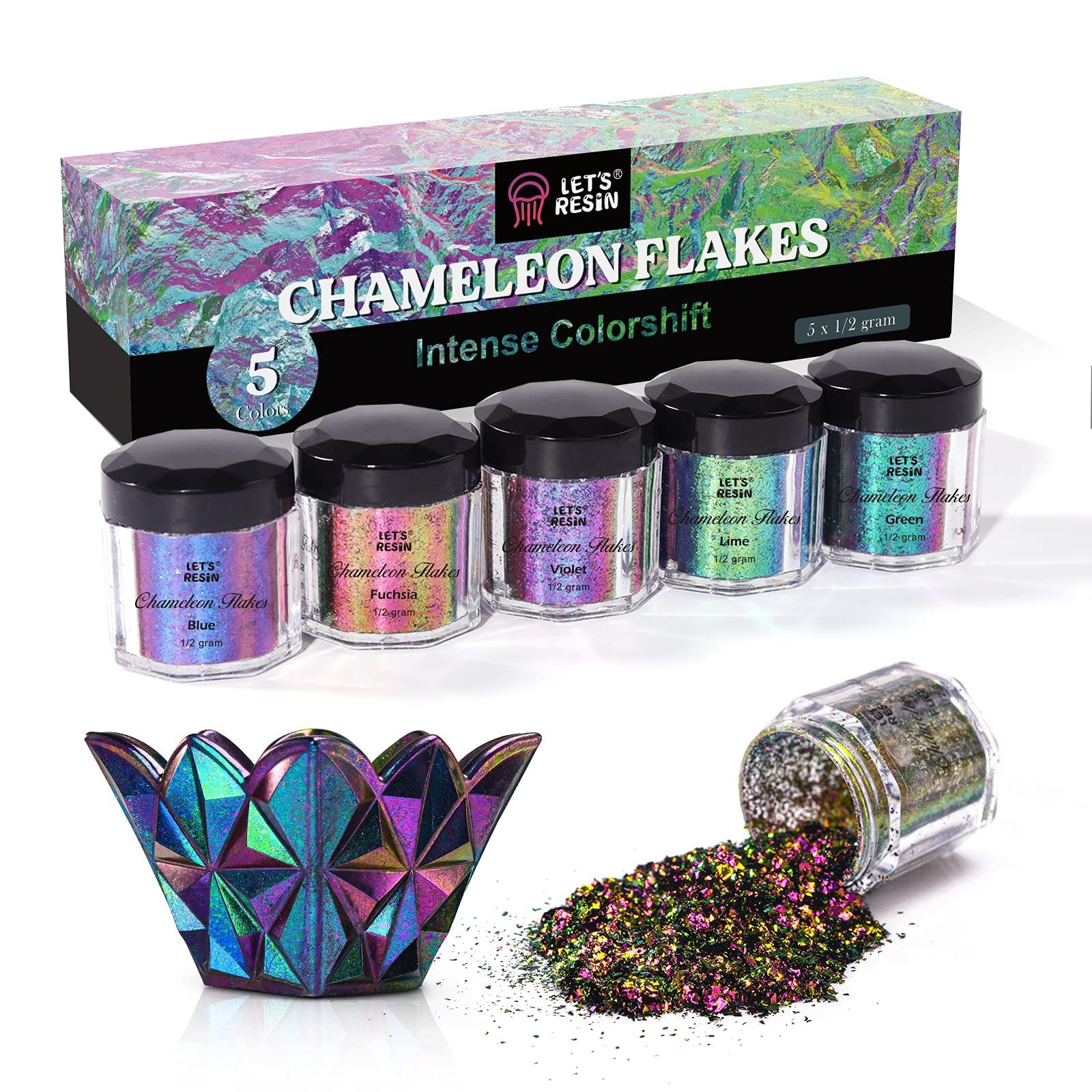 Chameleon Flakes, Resin Supplies -Intense Color Shift Pigment Powder for Resi…