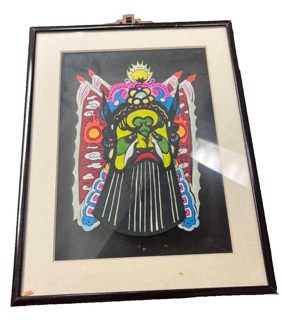 Six (6)- Vintage handcrafted Chinese Paper-Cutouts Framed Under Glass