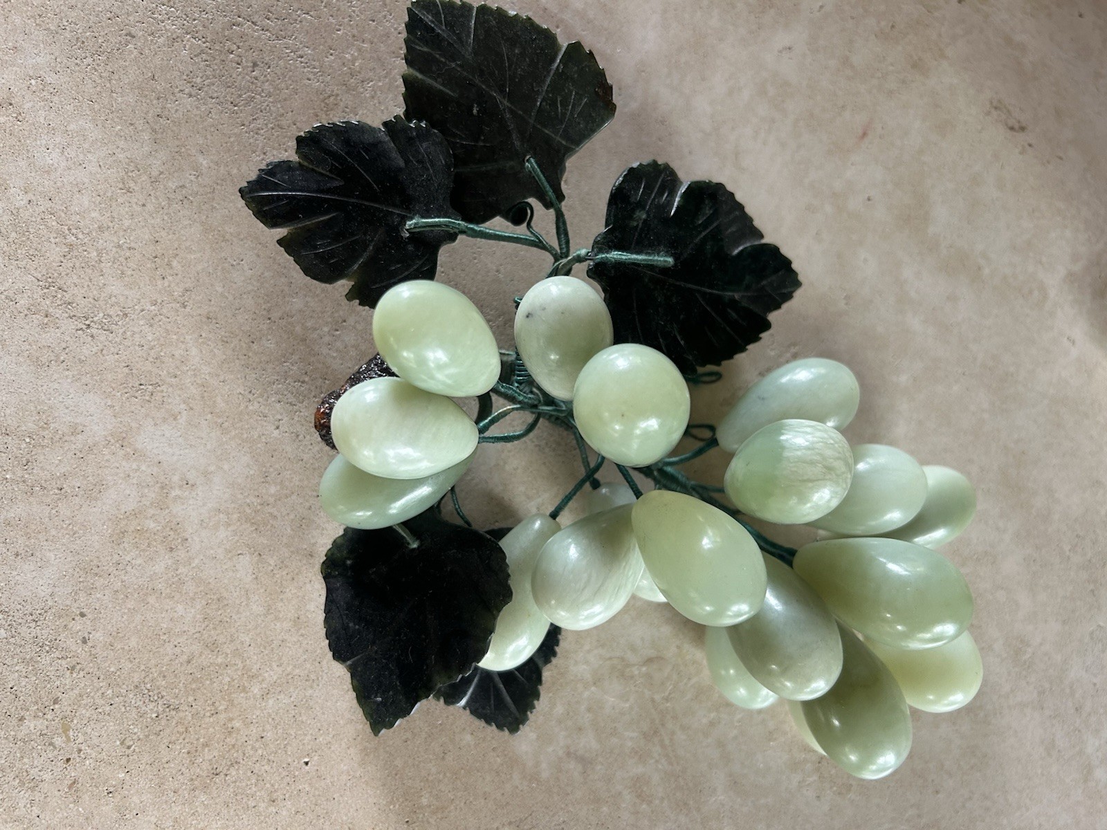 3 Vintage Jade Nephrite Celadon Stone Green Grape Clusters