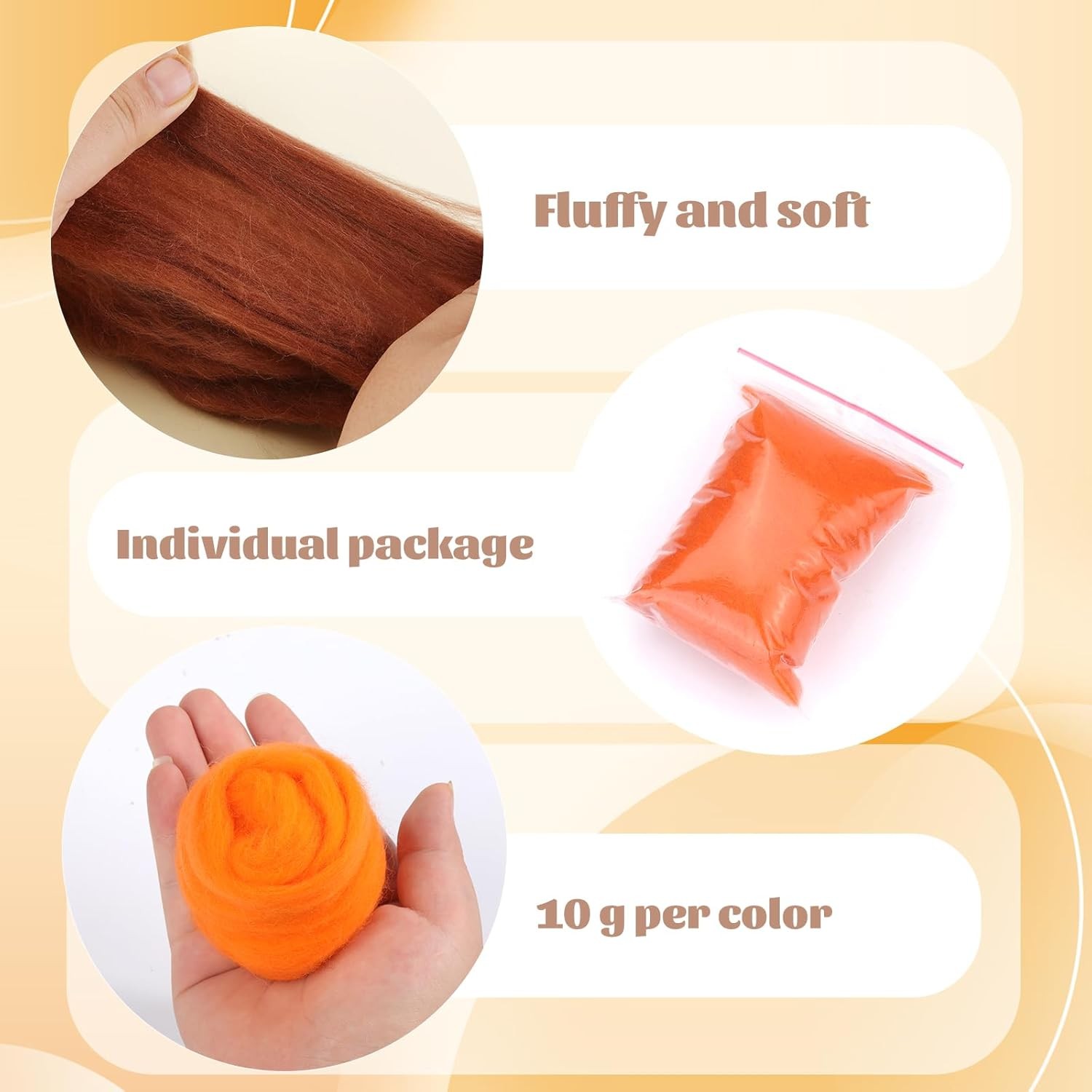 10Colors Needle Felting Fibre Wool Roving With Needle Felting Tool for DIY Craft