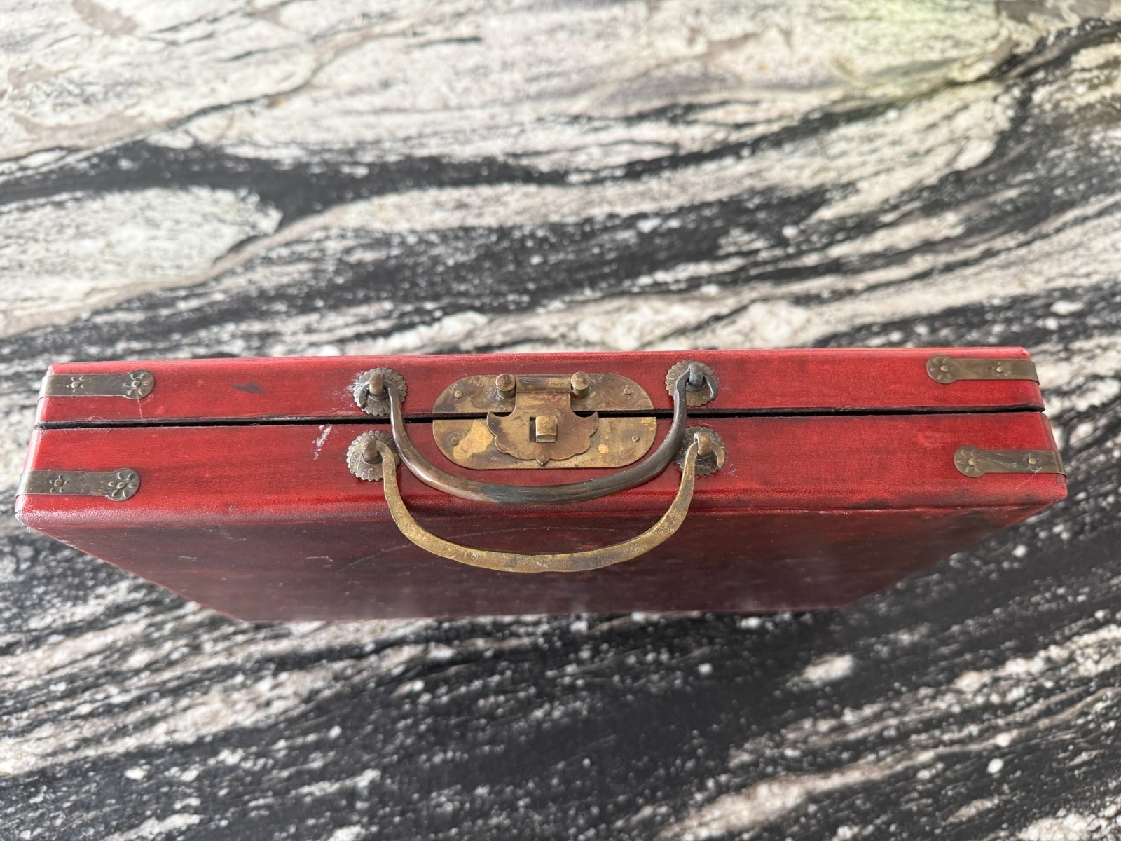 Authentic Vintage Chinese Majong Set in Hand Carved Wooden Case